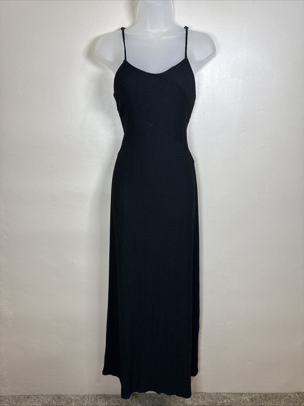 VTG Mossimo Maxi Dress Spaghetti Strap M 90s Y2K Stretch Minimalist Whimsigoth